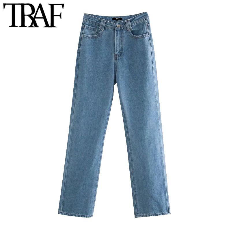 TRAF Women Chic Fashion Side Pockets Straight Jeans Vintage High Waist Zipper Female Trousers Denim Pants Mujer, As picture
TRAF Women Chic Fashion Side Pockets Straight Jeans Vintage High Waist Zipper Female Trousers Denim Pants Mujer, As picture