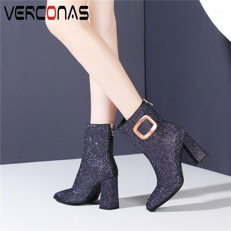 VERCONAS New Woman Ankle Boots 2020 Autumn Winter Blingbling Metal Decoration Fashion Elegant Thick Heels Back Zip Boots Woman1, Black
VERCONAS New Woman Ankle Boots 2020 Autumn Winter Blingbling Metal Decoration Fashion Elegant Thick Heels Back Zip Boots Woman1, Black