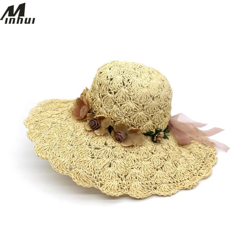 Wide Brim Hats Minhui 2021 Fashion Flowers Summer For Women Straw Hat Beach Sun Chapeau Sombreros Female Cap, Beige
Wide Brim Hats Minhui 2021 Fashion Flowers Summer For Women Straw Hat Beach Sun Chapeau Sombreros Female Cap, Beige