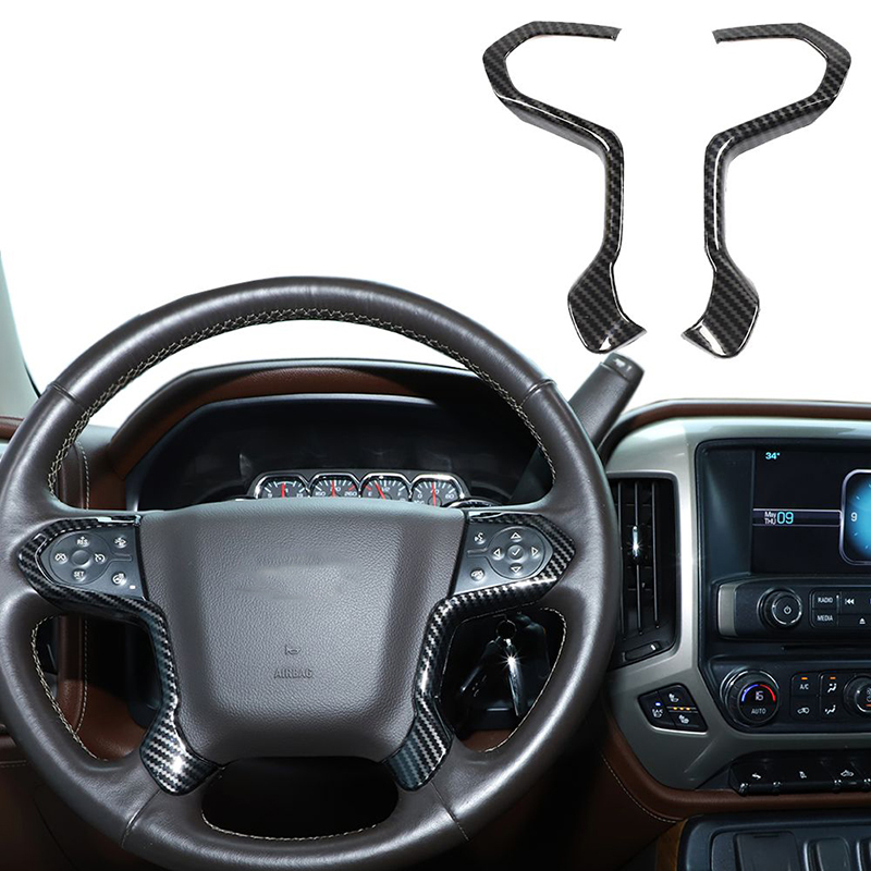 Carbon Fiber Car Steering Wheel Decoration Cover ABS 2pc For Chevrolet Silverado GMC Sierra 2014-2018 Interior Accessories
Carbon Fiber Car Steering Wheel Decoration Cover ABS 2pc For Chevrolet Silverado GMC Sierra 2014-2018 Interior Accessories