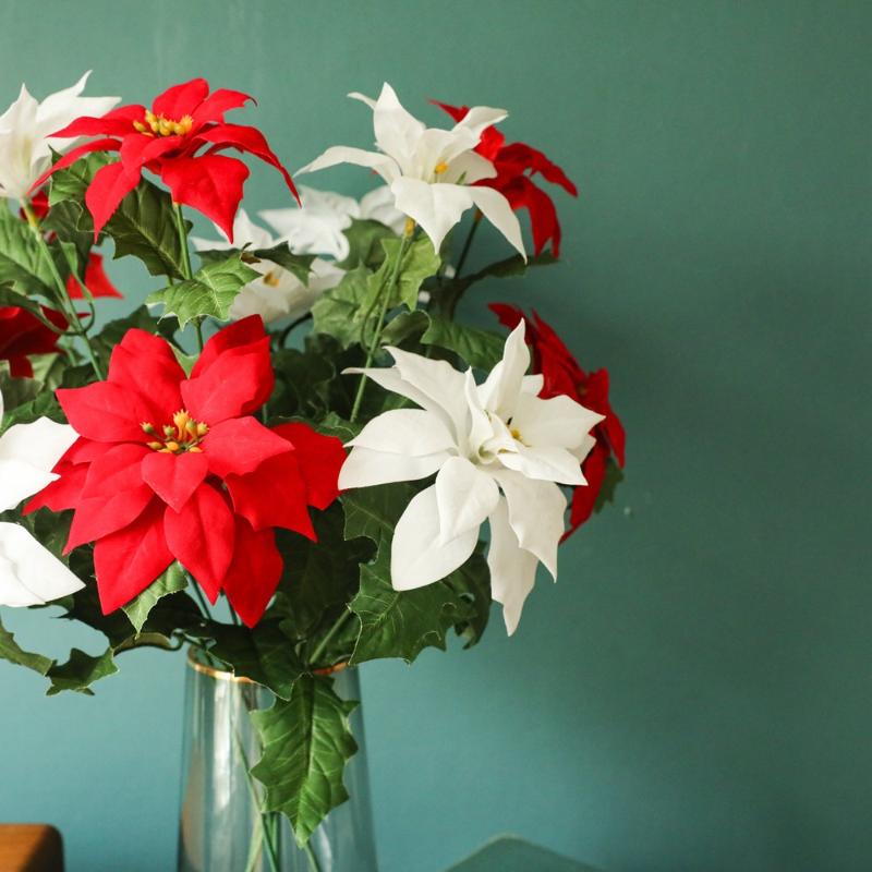 Christmas decorations Poinsettia with leaves Artificial flower plants autumn fall party wedding decor flores, White
Christmas decorations Poinsettia with leaves Artificial flower plants autumn fall party wedding decor flores, White