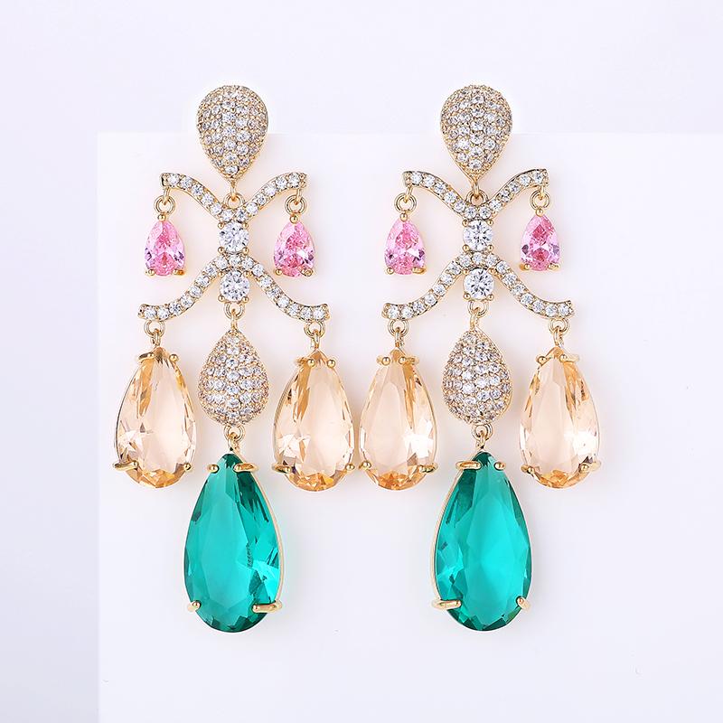 Colorful Water Drop Zirconia Earrings Shining Stereoscopic Design CZ Stone Fashion Drop Earrings Women Luxury Jewelry Wholesale
Colorful Water Drop Zirconia Earrings Shining Stereoscopic Design CZ Stone Fashion Drop Earrings Women Luxury Jewelry Wholesale