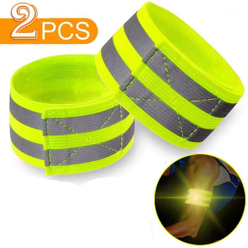 

2 Pcs High Safety Visibility Reflective Security Wrist Belt Reflective Safety Wristbands Armband Ankle Bands For Night Running401, Green