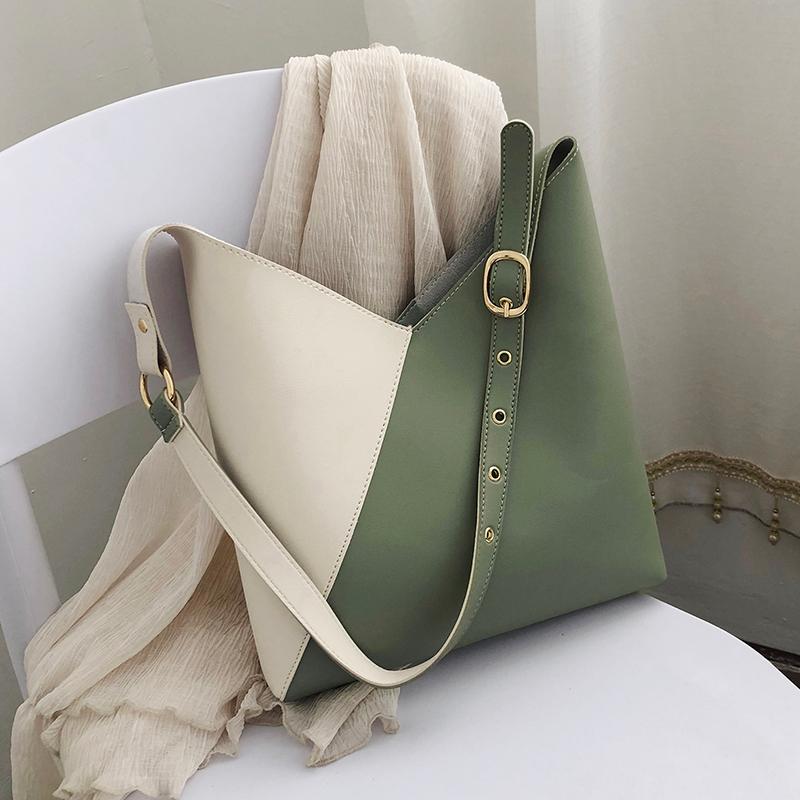Splicing Contrast PU Leather Bucket Bags For Women 2020 Summer Crossbody Bags Lady Shoulder Simple Bag Female Travel Handbags, Scrub brown
Splicing Contrast PU Leather Bucket Bags For Women 2020 Summer Crossbody Bags Lady Shoulder Simple Bag Female Travel Handbags, Scrub brown