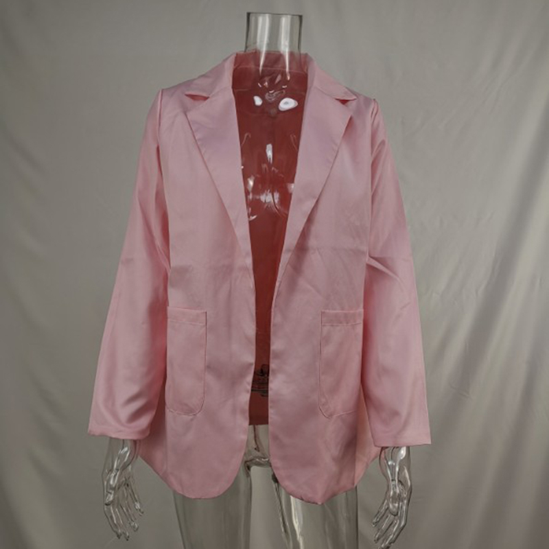 Women Long Sleeve Thin Coat Fashion OL Solid Color Jacket Office Ladies Slim Jackets Patchwork Open Stitch Black Red Blue T200319