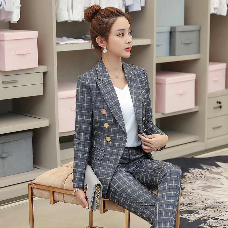 High quality professional women's suits large size S4XL 2019 autumn and winter new slim fullsleeve blazer Slim trouser suit T200818