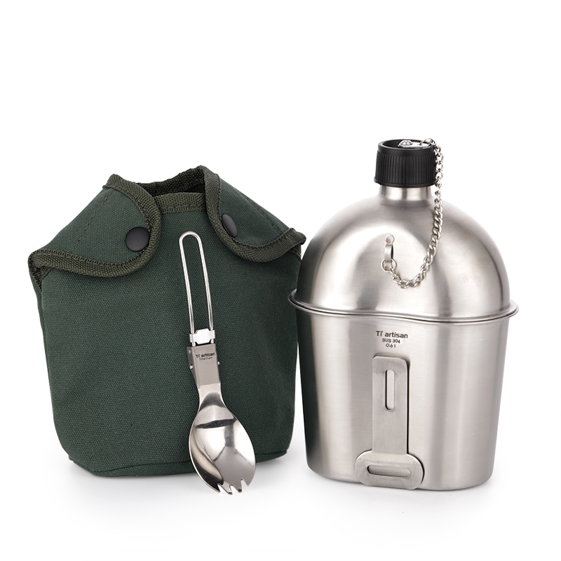 Household us Stainless Steel Army Water Cup Military Canteen Cup Hiking Arm Kettle/Bottle and Spork set with Green Nylon Cover Y200330
Household us Stainless Steel Army Water Cup Military Canteen Cup Hiking Arm Kettle/Bottle and Spork set with Green Nylon Cover Y200330