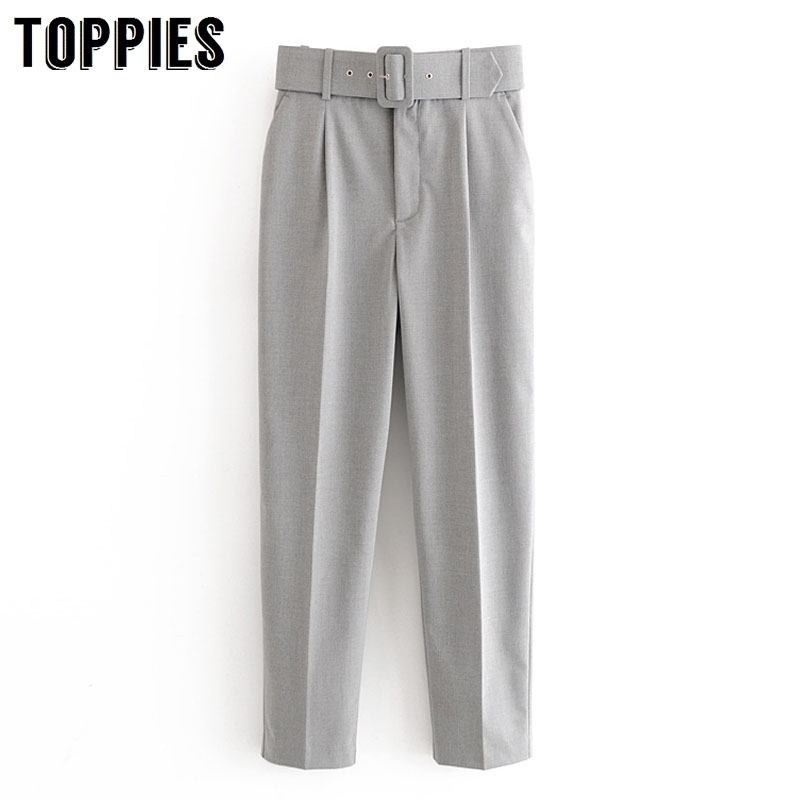 spring summer gray suit pants women high waist harem pants leisure women torusers streetwear 201109
spring summer gray suit pants women high waist harem pants leisure women torusers streetwear 201109