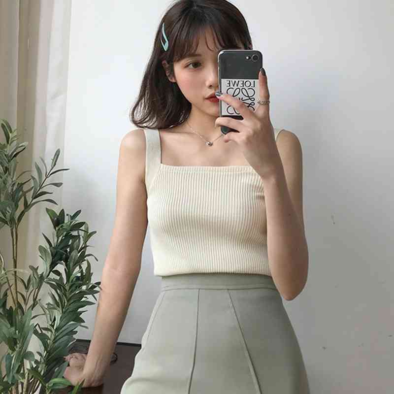 Summer Womens Sexy Square Collar Solid Color Sleeveless Pullover Knitted Crop Sexy Tank Tops Women, White
Summer Womens Sexy Square Collar Solid Color Sleeveless Pullover Knitted Crop Sexy Tank Tops Women, White