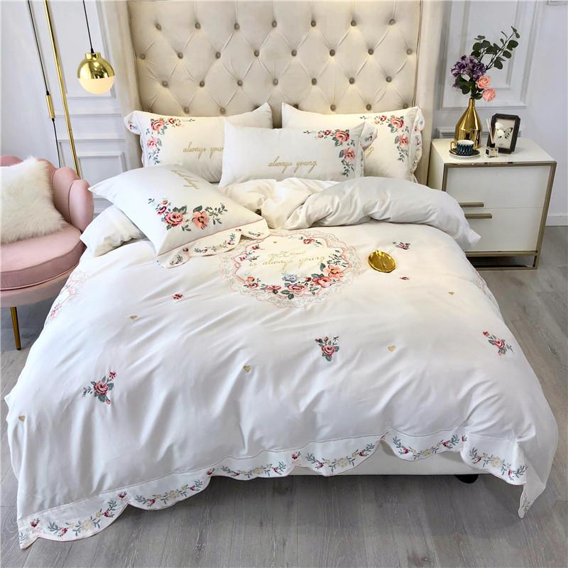 Four Seasons White Pink 100S Egyptian Cotton Flowers Embroidery Sheet Home Pillowcases Bed Cover Bedding Textiles Duvet Set Girl
Four Seasons White Pink 100S Egyptian Cotton Flowers Embroidery Sheet Home Pillowcases Bed Cover Bedding Textiles Duvet Set Girl
