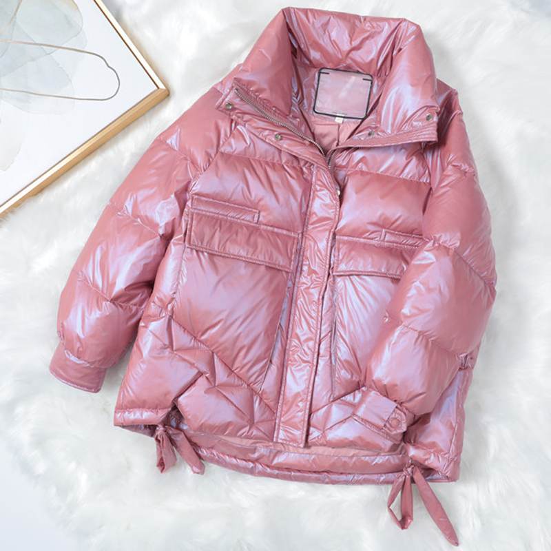 Winter Women's Loose Big Pocket A line Short White Duck Down Women Jacket Coats Girls Thinck Warm Snow Wear Outdoor Clothing 201019