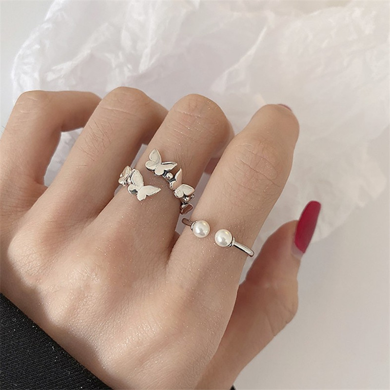 Authentic 925 Sterling Silver Butterfly Rings For Women Vintage Silver Open Size Adjustable Ring Christmas Party Gifts