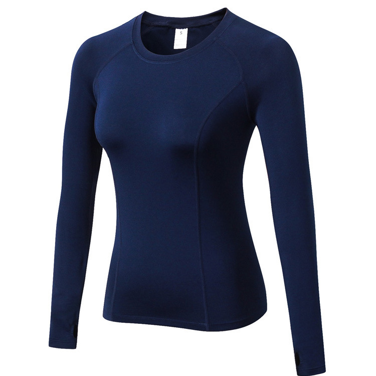 women's long sleeve sports Yoga T-shirt quick drying crew neck Yoga vest running top sweat tight fit clothes for women