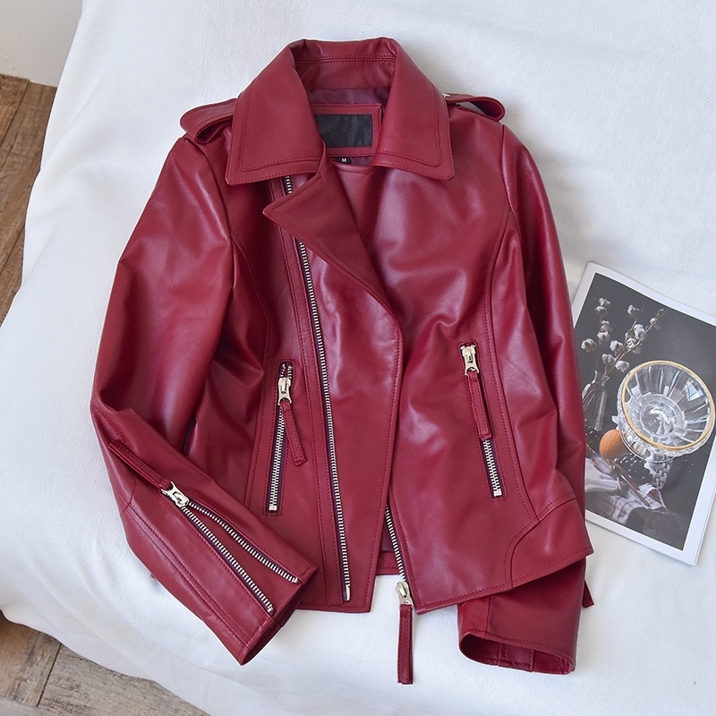 Free shipping, new quality women Genuine leather jacket.fashion sheepskin biker clothes,casual slim leather coat,wholesales 201029