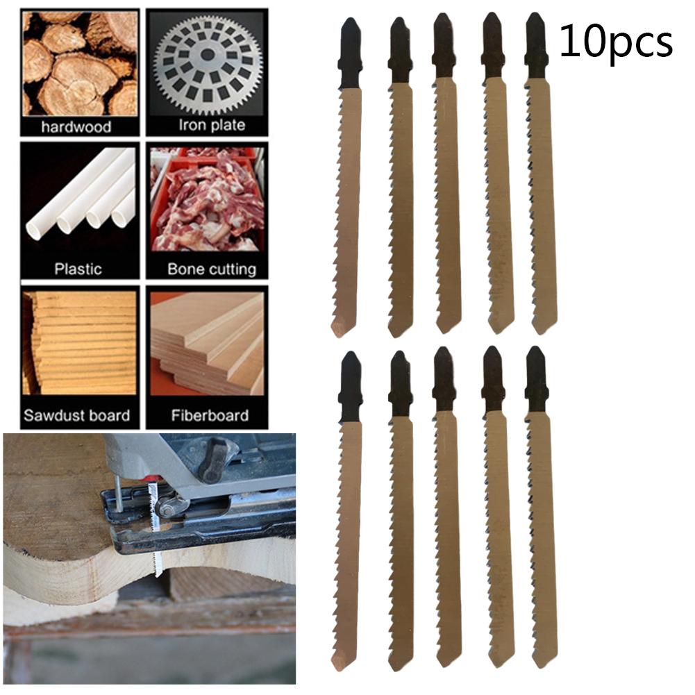 10PC Jigsaw Blades For T101BR Down Cutting Laminates Veneers HCS For Black & Decker Jigsaw Chainsaw Tools Wood DIY
10PC Jigsaw Blades For T101BR Down Cutting Laminates Veneers HCS For Black & Decker Jigsaw Chainsaw Tools Wood DIY