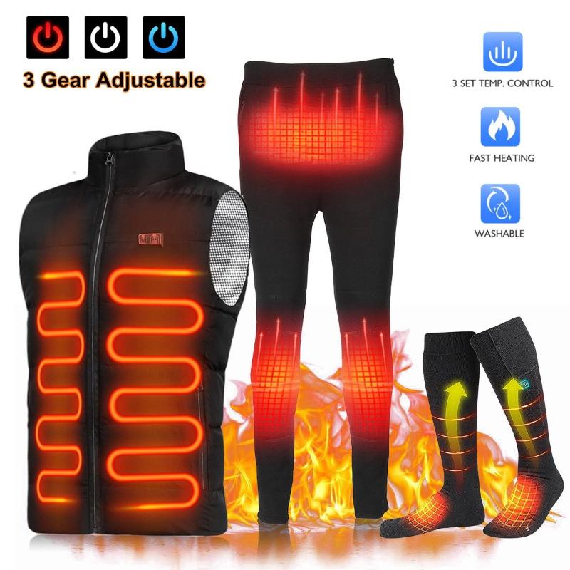 9 Heated Zones Winter Electric Heated Vest Jackets Men Women Heating Pants Heating Socks 3 Gear Adjustable Camping Skiing, Gray
9 Heated Zones Winter Electric Heated Vest Jackets Men Women Heating Pants Heating Socks 3 Gear Adjustable Camping Skiing, Gray