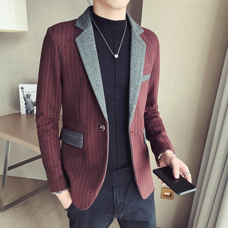 2020 Autumn New Korean Style Solid Color Slim Business Striped Splicing Blazer Jacket Woolen Blazer Suit Hombre Terno Masculino, Light gray
2020 Autumn New Korean Style Solid Color Slim Business Striped Splicing Blazer Jacket Woolen Blazer Suit Hombre Terno Masculino, Light gray