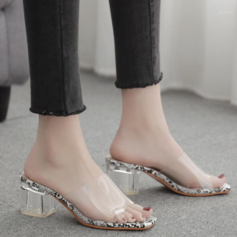 Fashion Serpentine Slides Clear PVC Transparent Slippers Women Shoes Peep Toe Square 5CM High Heels Mules Dress Pumps1, Snack color 
Fashion Serpentine Slides Clear PVC Transparent Slippers Women Shoes Peep Toe Square 5CM High Heels Mules Dress Pumps1, Snack color