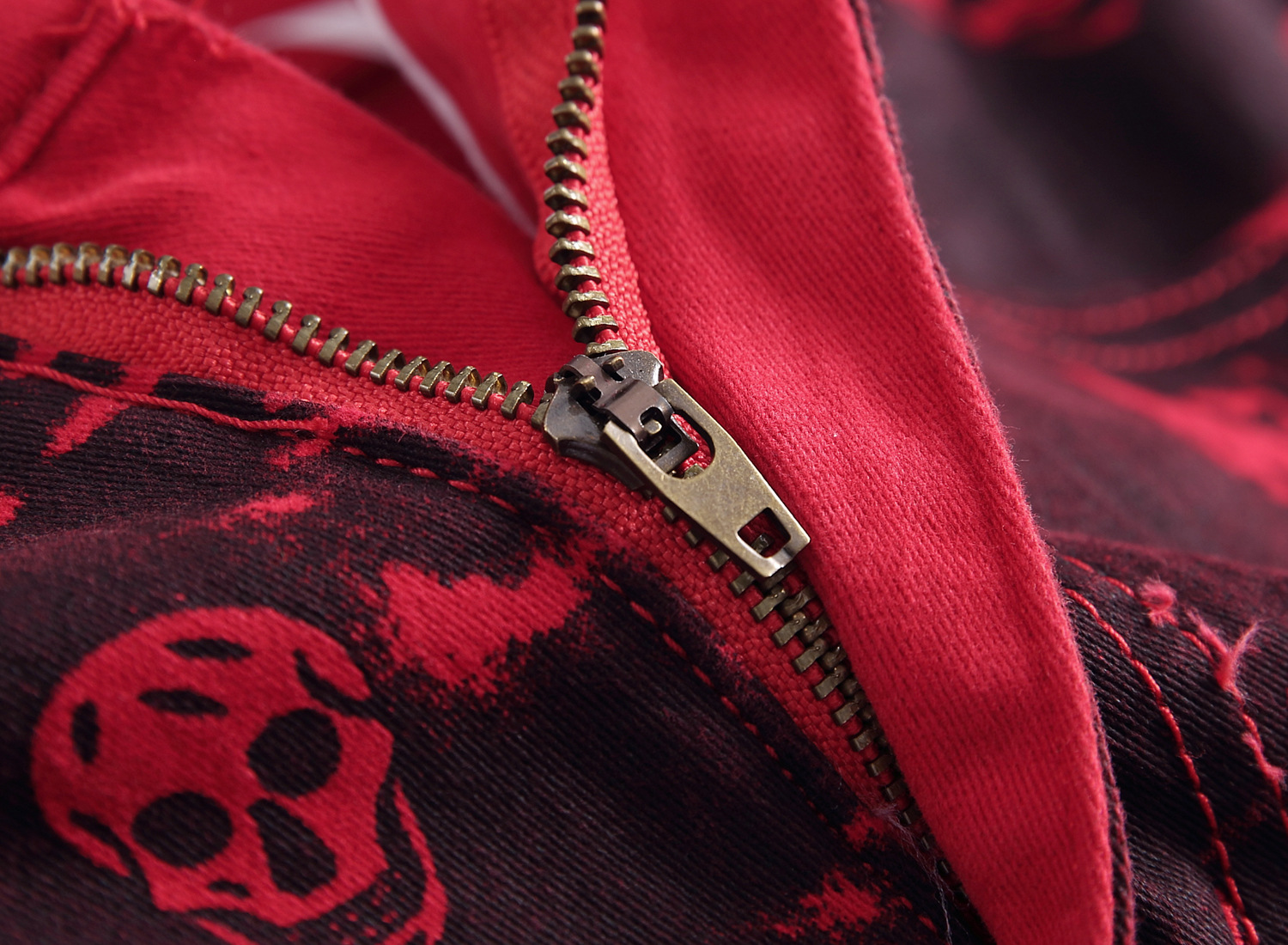Autumn Men's Fashion Skeleton Skull Printed Night Club Personality Jeans Male Slim Fit Red Denim Pants Long Trousers,9001 201223