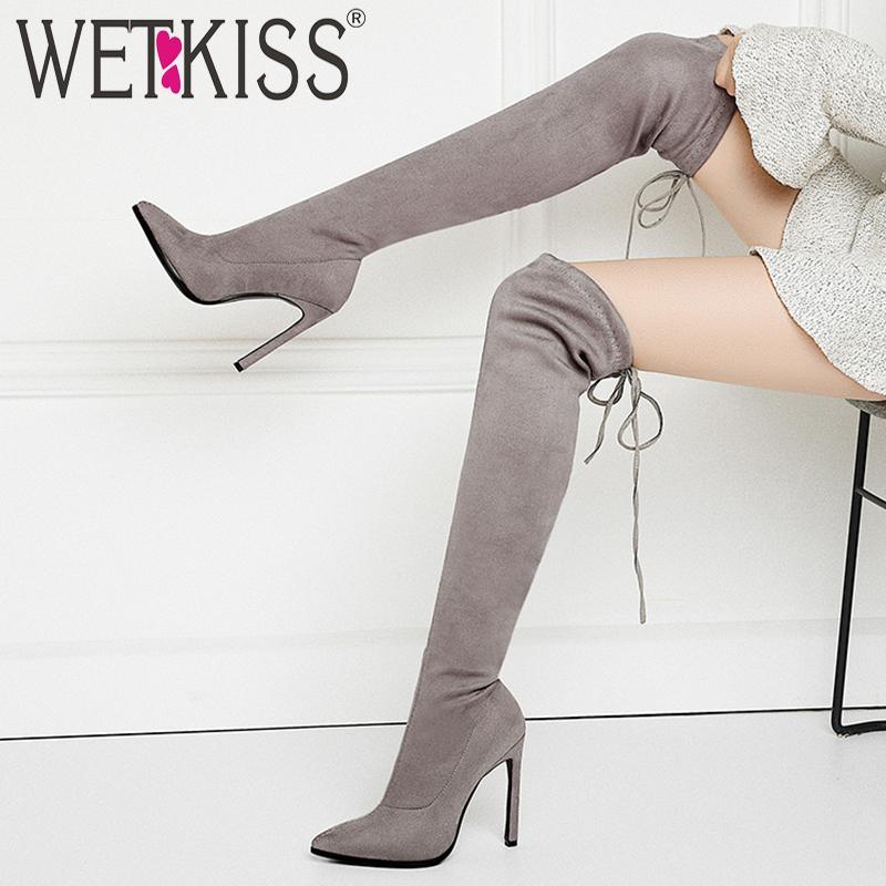 WETKISS Thigh High Boots Women Stiletto Heel Boot Cross Tied Shoes Female Party Stretch Shoes Ladies Pointed Toe Winter1, Black
WETKISS Thigh High Boots Women Stiletto Heel Boot Cross Tied Shoes Female Party Stretch Shoes Ladies Pointed Toe Winter1, Black