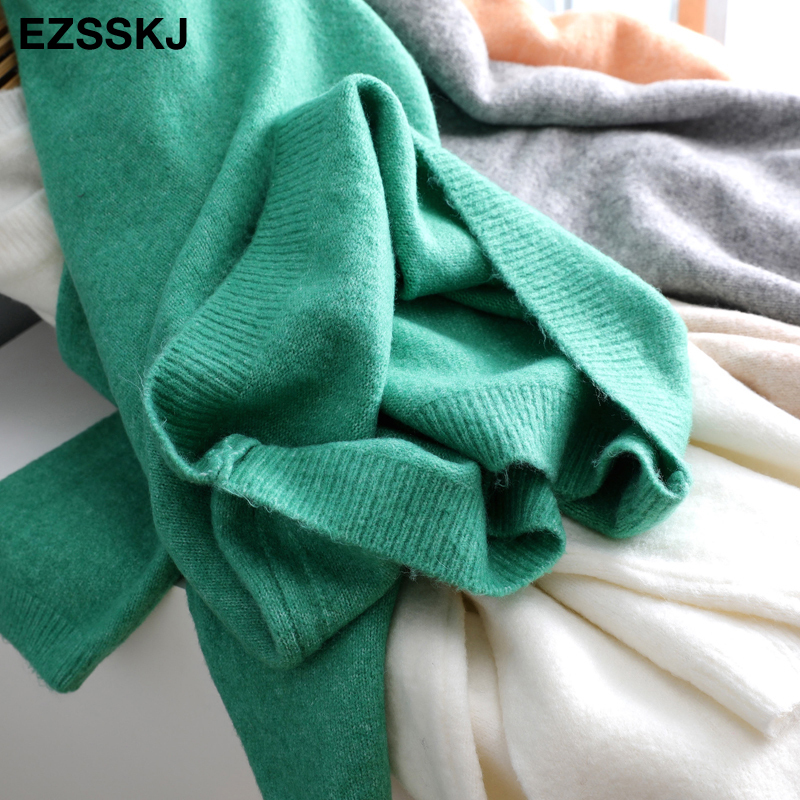 cashmere soft Women O-neck Sweater Pullovers OVERSIZE Autumn Winter Basic Women female Sweaters BOTTOM jacket Pullovers 201030