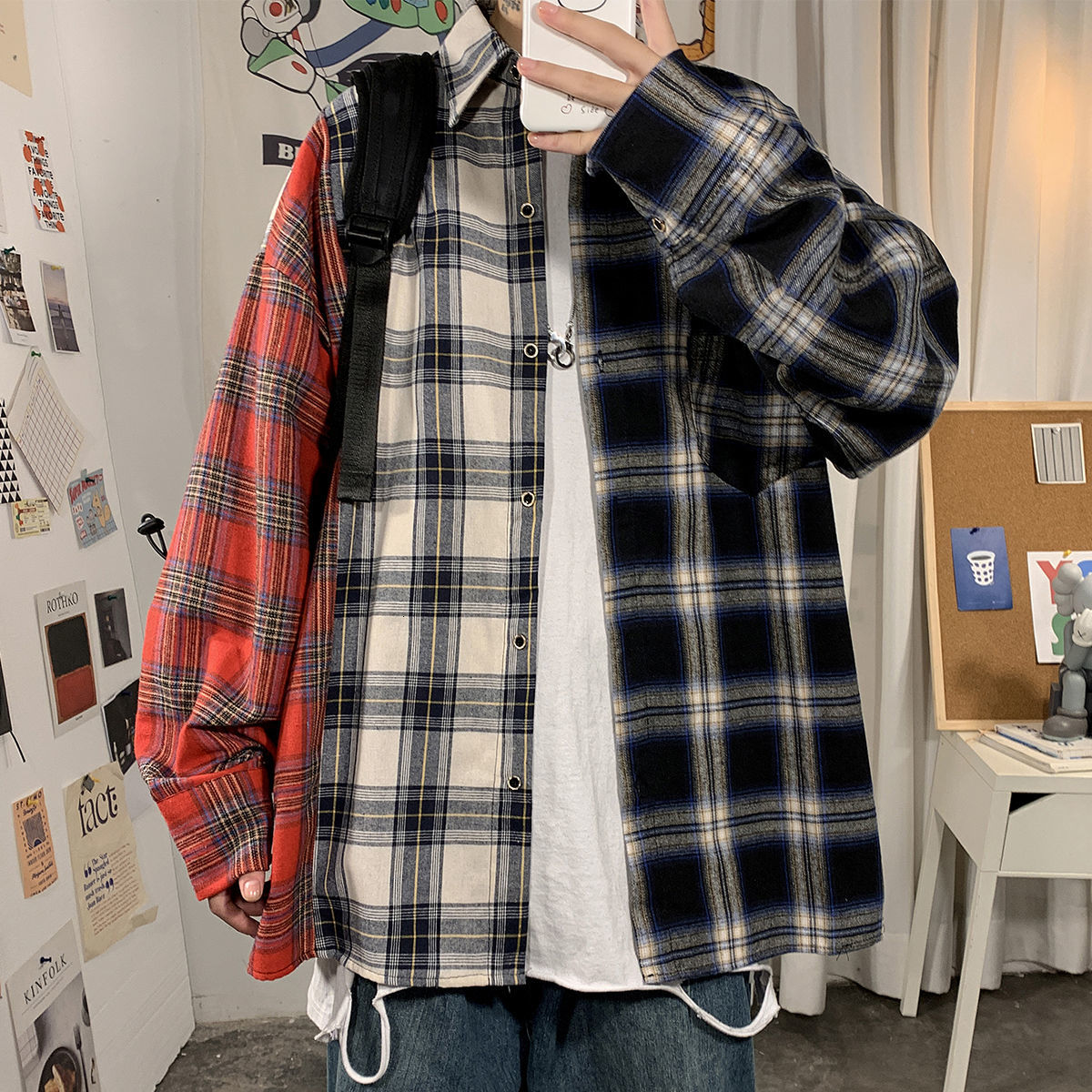 Male 2021 Long Shirts Spring New Plaid Lapel Contrast Couture M-5xl Youth OWPD, Red.
Male 2021 Long Shirts Spring New Plaid Lapel Contrast Couture M-5xl Youth OWPD, Red.