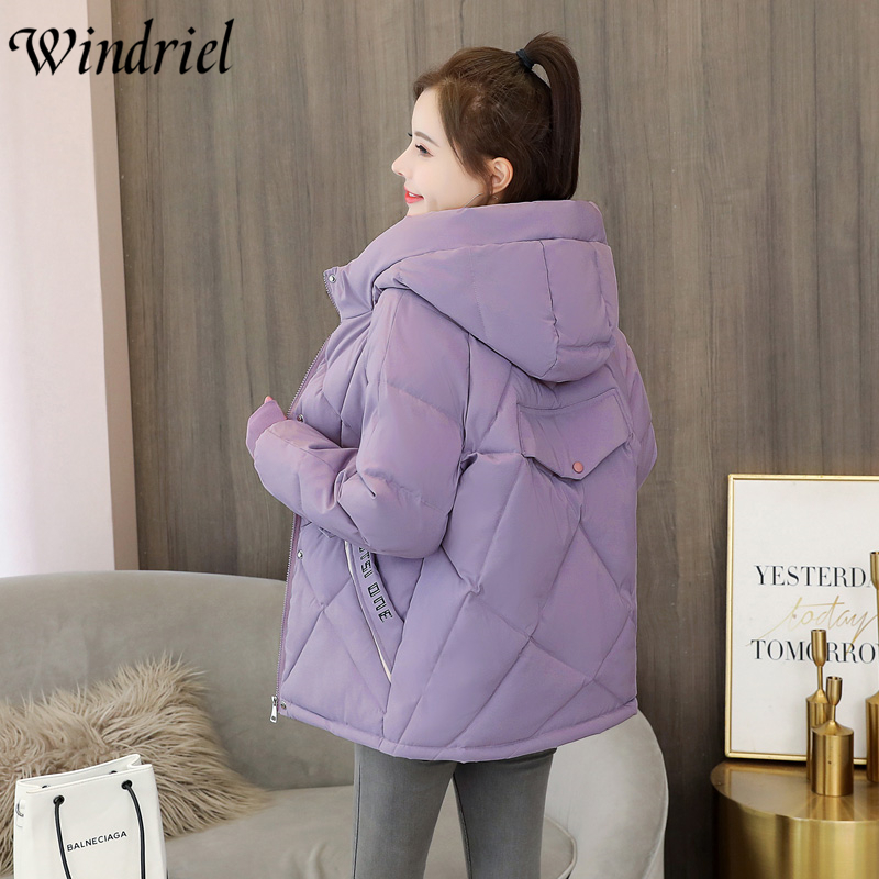 Autumn Winter Jacket Women Hooded Warm Parka Casual Letter Thick Warm Winter Coat Female Students Wadded Jacket Windriel LJ201127