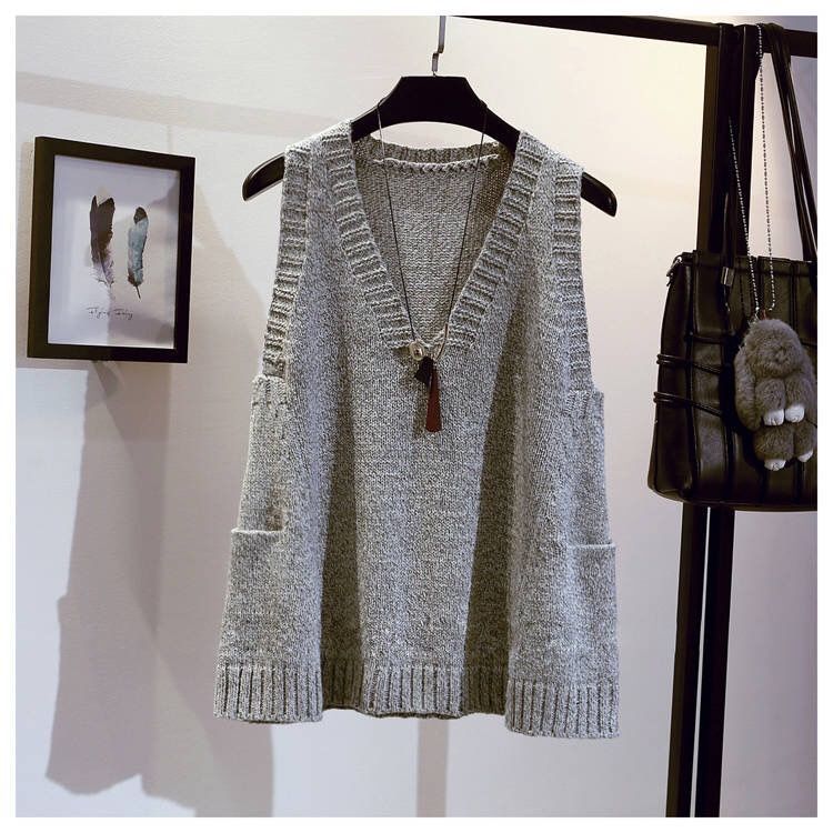 Plus size women's sweater vest autumn winter V-neck loose sleeveless vest sweater jacket women 201223