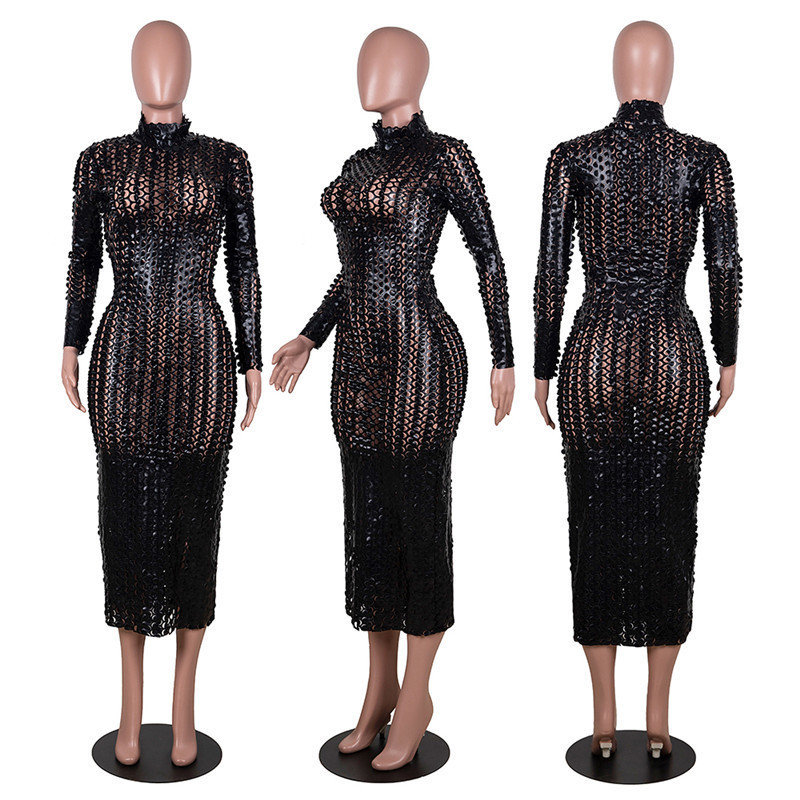 womens dresses hollow out long sleeve one-piece set bodycon luxury pullover dress elegant high quality cubwear