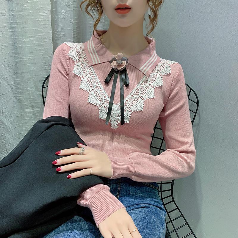 Autumn Turn down collar Women sweater Bow tie Pullovers bottoming shirt Slim long sleeve Lace Striped Knitted top, Black
Autumn Turn down collar Women sweater Bow tie Pullovers bottoming shirt Slim long sleeve Lace Striped Knitted top, Black