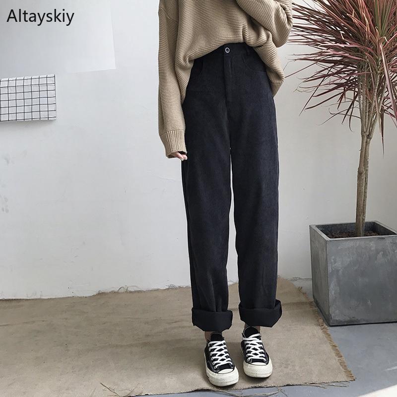Pants Women Loose Solid Corduroy 2020 Trousers Korean Style Leisure All-match Simple Trendy High Waist Pockets Solid Womens New, Black
Pants Women Loose Solid Corduroy 2020 Trousers Korean Style Leisure All-match Simple Trendy High Waist Pockets Solid Womens New, Black