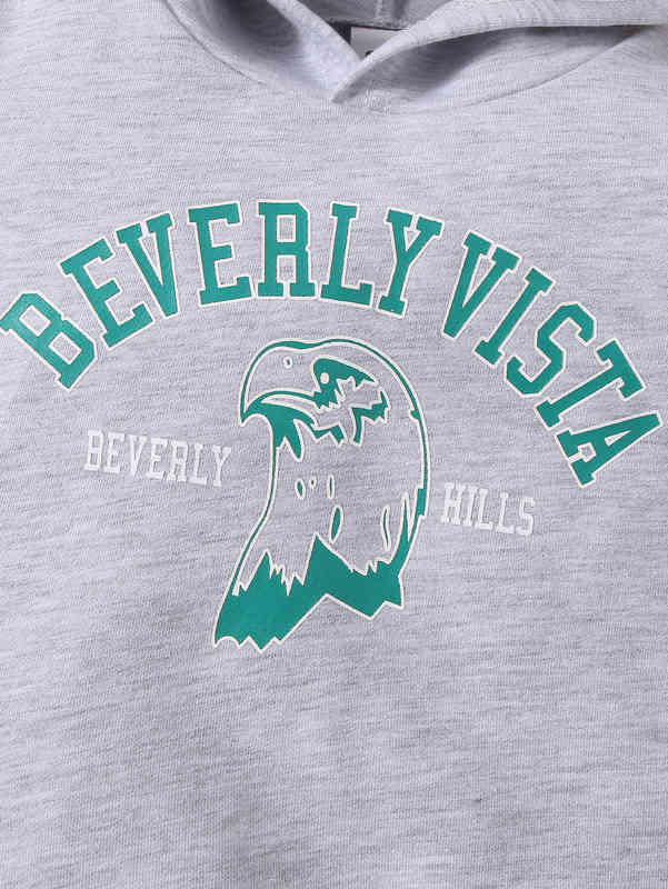 Baby Eagle And Letter Graphic Hoodie & Sweatpants SHE