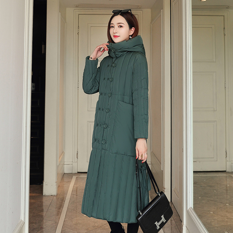 women's X-long jacket winter hooded parkas oversize office ladies outwear with buttons solid thick coat femme abrigo mujer 201027