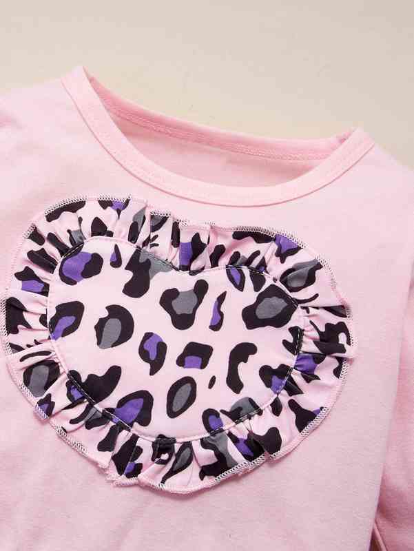 Baby Leopard Print Frill Trim Pullover And Pants And Headband SHE