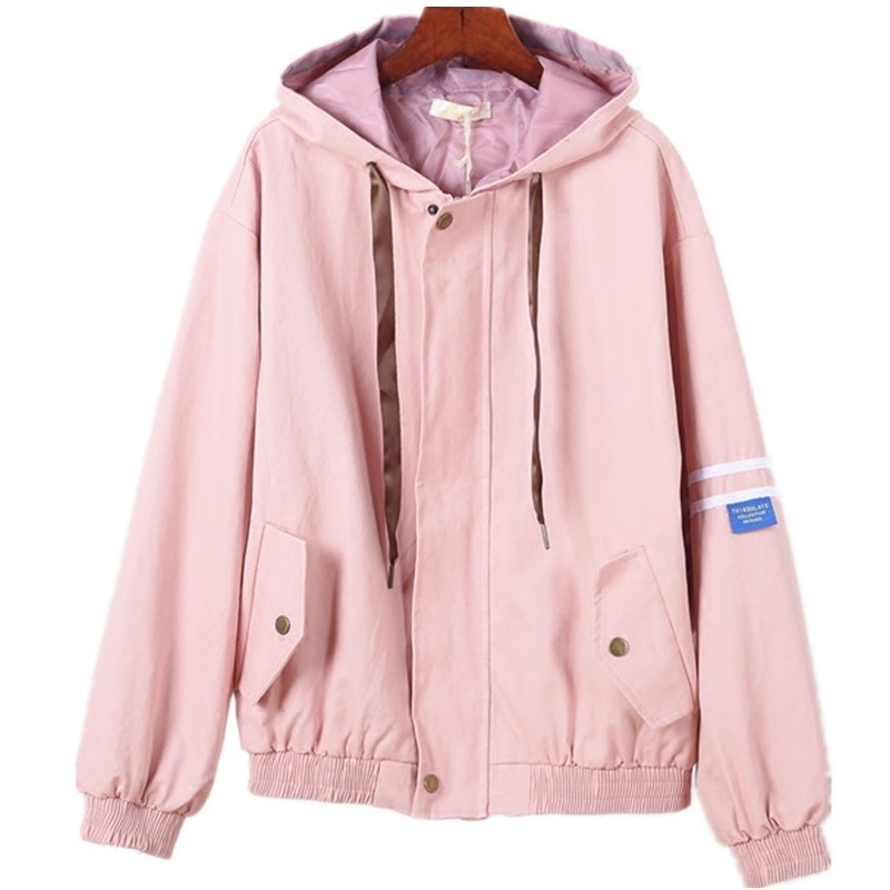 ZURICHOUSE Harajuku Jackets Women's Spring 2019 New Long Sleeve Hooded Basic Coat Loose All-match Bomber Jacket Female T200319