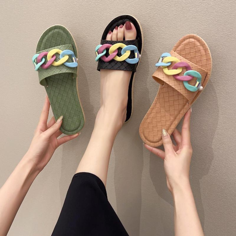 Independent station wish2021 new candy color ring slippers slippers flat color large size female sandals, Black
Independent station wish2021 new candy color ring slippers slippers flat color large size female sandals, Black