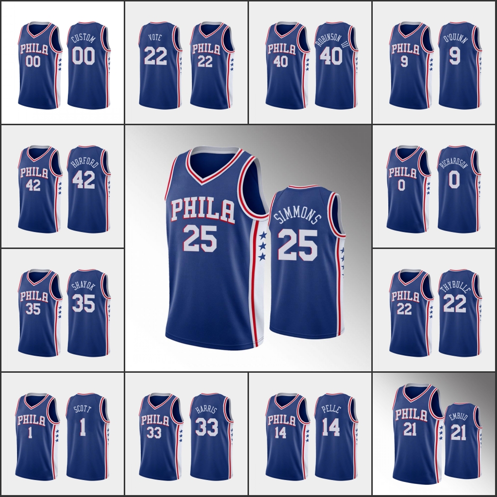 Philadelphia 76ers Men Joel Embiid Ben Simmons Tobias Harris Al Horford Kyle O'Quinn NBA Blue Custom Icon Jersey, Black
Philadelphia 76ers Men Joel Embiid Ben Simmons Tobias Harris Al Horford Kyle O'Quinn NBA Blue Custom Icon Jersey, Black
