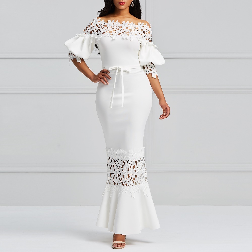 Clocolor Elegant Long Dress Women White Lace Slash Neck Mermaid Dresses Sexy Hollow Lace-up Bodycon Party Maxi Dresses Vestidos 201022, Black;pink
Clocolor Elegant Long Dress Women White Lace Slash Neck Mermaid Dresses Sexy Hollow Lace-up Bodycon Party Maxi Dresses Vestidos 201022, Black;pink