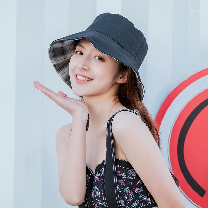 Reversible Bucket Hat For Women Designer Tartan Plaid Fisherman Cap Ladies Spring Summer Cotton Sunshade Panama Wide Brim Bob Hats, Blue;gray
Reversible Bucket Hat For Women Designer Tartan Plaid Fisherman Cap Ladies Spring Summer Cotton Sunshade Panama Wide Brim Bob Hats, Blue;gray
