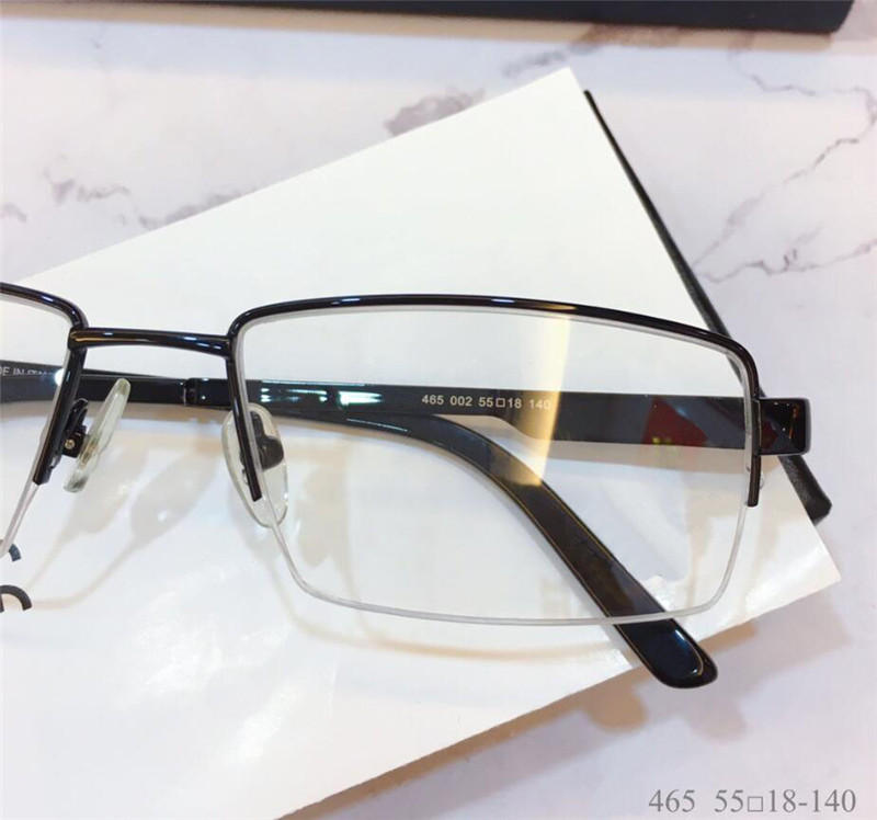 Classic men simple business style optical glasses square design metal half frame transparent lens popular generous transparent glasses 465
