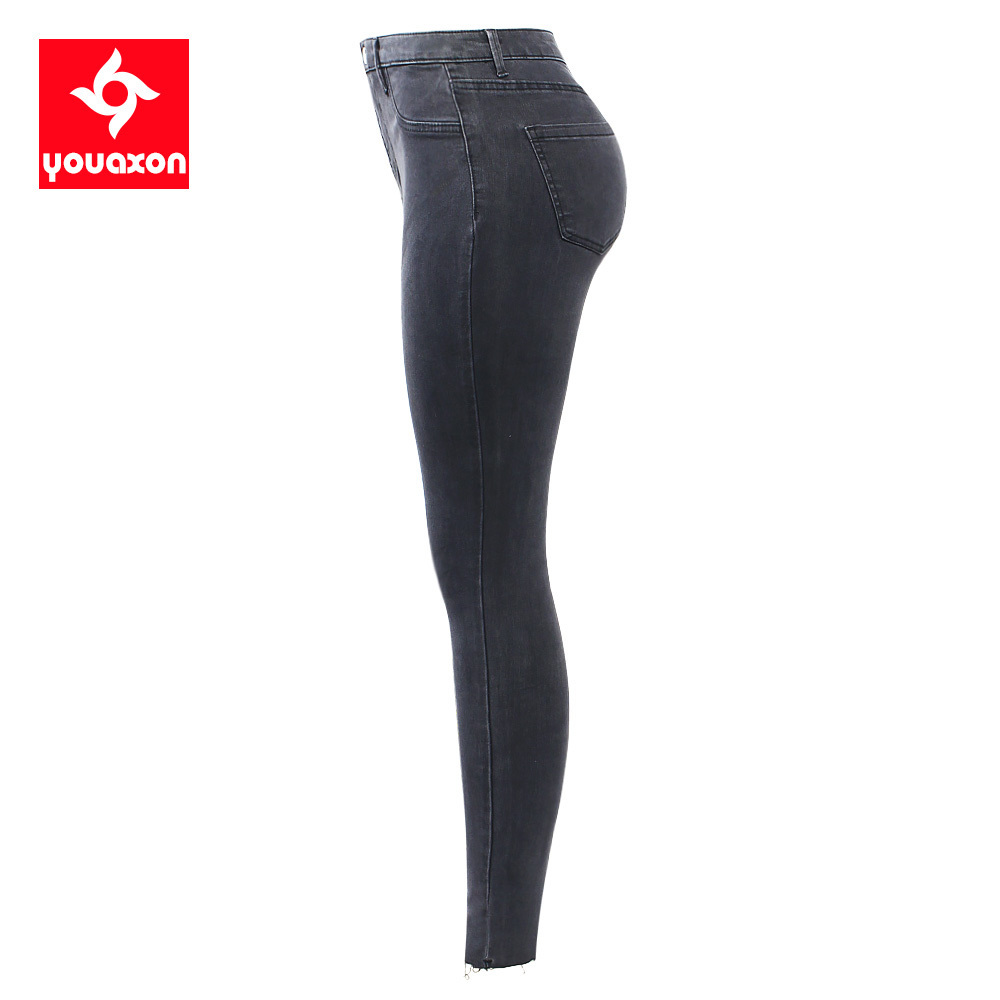 2231 Youaxon New S-XXXXL EU Size Dark Grey Jeans Women`s Plus Size Stretchy Denim Pencil Skinny Pants Trousers For Women 201105