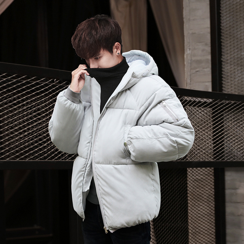 Mens Winter Jacket Parka Coat White Puffer Jacket Men Outdoor Hooded Jacket Zipper Up Slim Fit Thick Coat Cotton Plus Size 4XL 201201