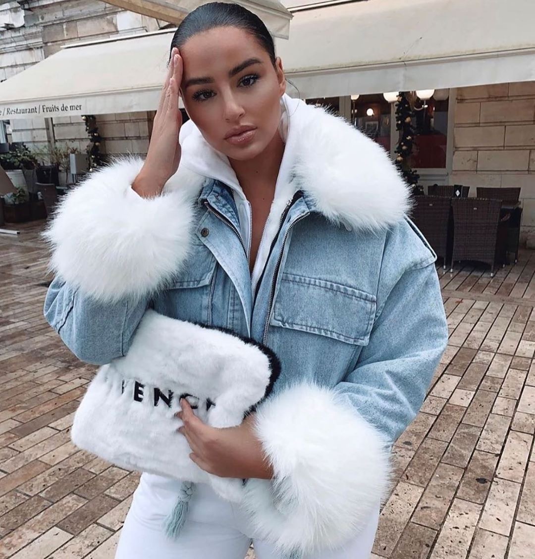 Women Denim Jacket Faux Fur Collar Long Sleeve Casual Thick Winter Outwear Loose Streetwear Woolen Elegant B2