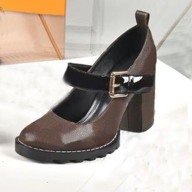 Thick heel Dress shoes fashion Designer leather lady high heels 100% cowhide Round head Metal Belt buckle women letter high heeled boat shoe Large size 34-41-42 us5-us11, Extra box
Thick heel Dress shoes fashion Designer leather lady high heels 100% cowhide Round head Metal Belt buckle women letter high heeled boat shoe Large size 34-41-42 us5-us11, Extra box