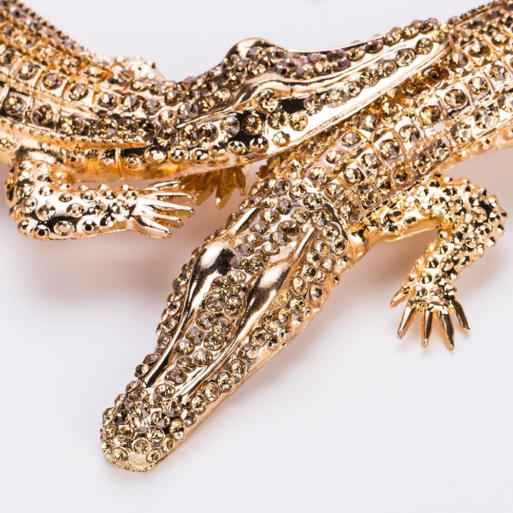Exaggerated Halloween Rhie Crocodile Choker Necklace, Noble Animal Statement Jewelry dh5727163