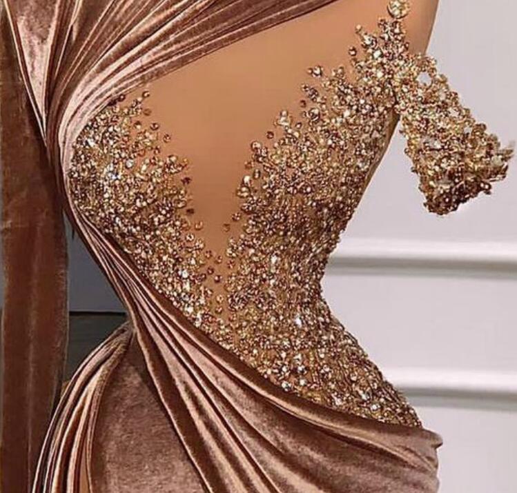 aso ebi arabic stylish mermaid sexy evening dresses lace beaded prom dresses velvet formal party second reception gowns zj266