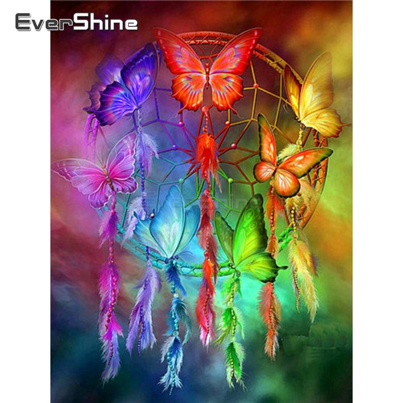 EverShine DIY 5D Diamond Painting Dreamcatcher Picture Of Rhinestones Diamond Embroidery Butterfly Cross Stitch Mosaic