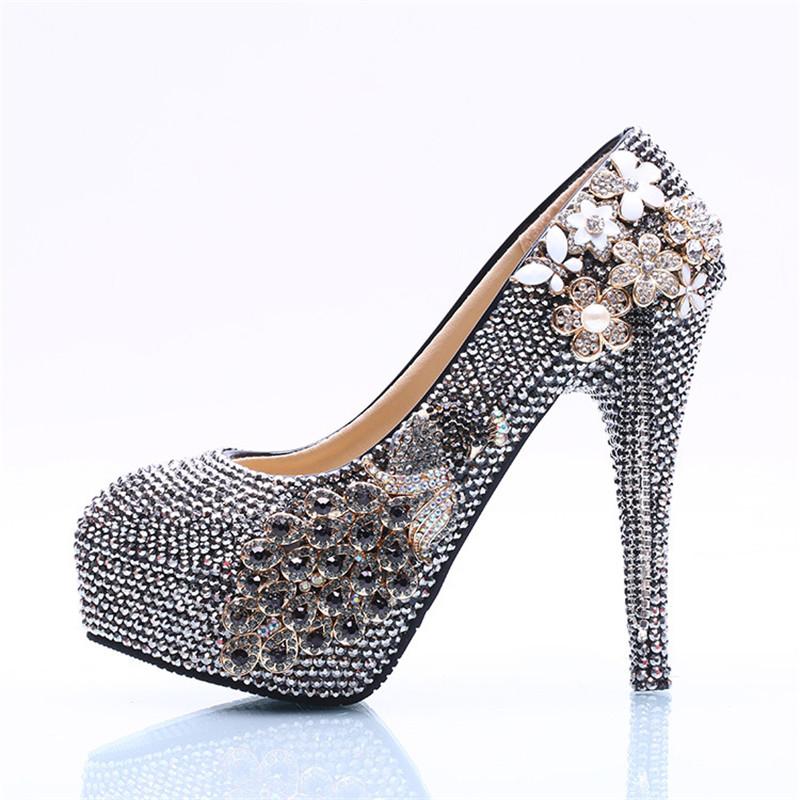AB Black Crystal Custom Handmade Sparkle Bling Rhinestone Round Head Big Size Bride High Heel Peacock Decorate Wedding Shoes, 5cm
AB Black Crystal Custom Handmade Sparkle Bling Rhinestone Round Head Big Size Bride High Heel Peacock Decorate Wedding Shoes, 5cm