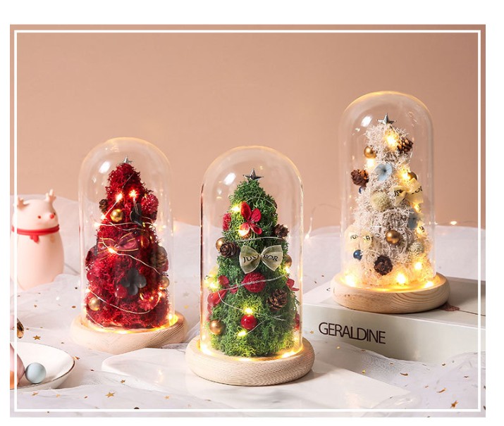 Creative Christmas gift decoration Wood bottom glass cover creative gift birthday gift props luminous Christmas tree decorations
Creative Christmas gift decoration Wood bottom glass cover creative gift birthday gift props luminous Christmas tree decorations