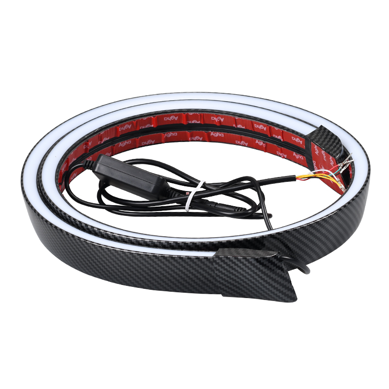 Car Tail Light Universal Carbon Fiber Colorful Driving Led Lights Strips With Turn Signal Brake Remote Flowing Lamp Tail Wing